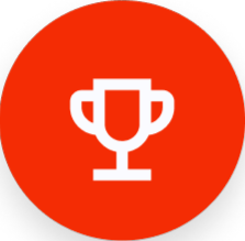 Red contest icon containing a cup to be assigned to the winner.